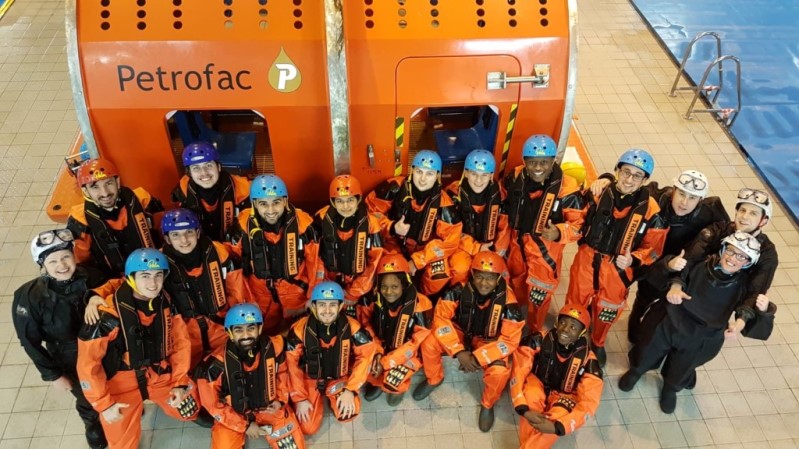 Aberdeen university students survival training with Petrofac Training